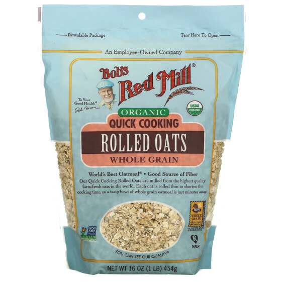 Organic Quick Cooking Rolled Oats, Whole Grain, 16 oz (454 g)