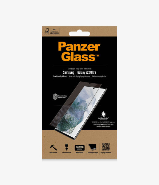 PanzerGlass ® UltraForce1 Samsung Galaxy S22 Ultra | Screen Protector, Samsung, Samsung - Galaxy S22 Ultra, Dry application, Scratch resistant, Shock resistant, Anti-bacterial, Transparent, 1 pc(s)