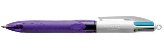 BIC 4 Colours Grip - Clip - Clip-on retractable ballpoint pen - Refillable - Blue - Green - Pink - Purple - 12 pc(s) - Medium