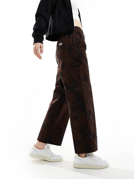 Obey brighton printed carpenter trousers in brown