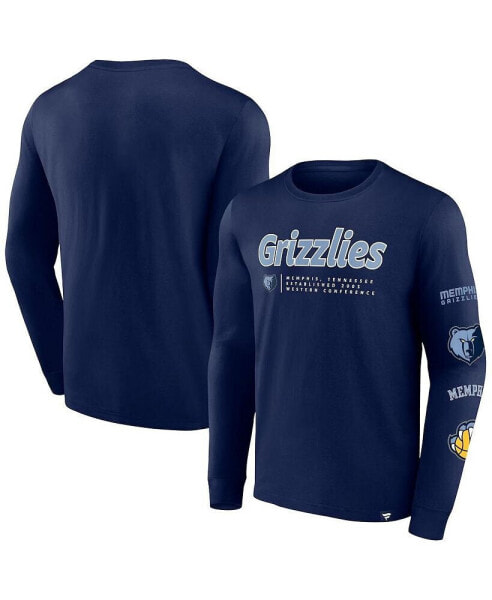 Men's Navy Memphis Grizzlies Baseline Long Sleeve T-Shirt