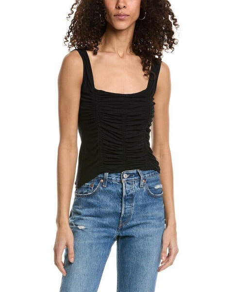 Project Social T Carilano Ruched Rib Tank Women's Black Xs