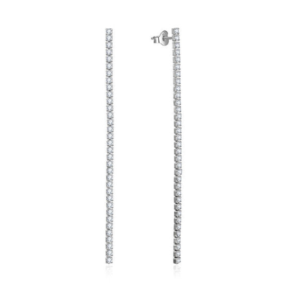 Long silver earrings with zircons AGUV2672