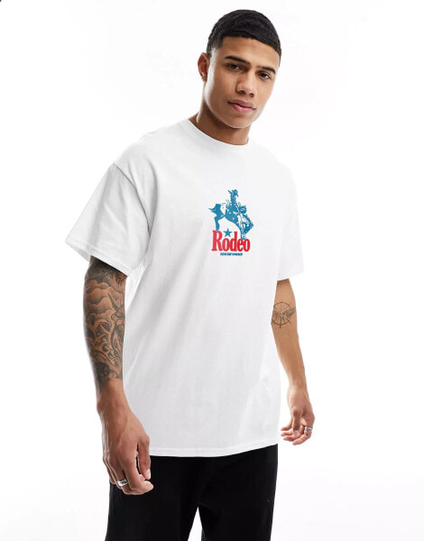 ASOS DESIGN oversized t-shirt in white with cowboy chest print