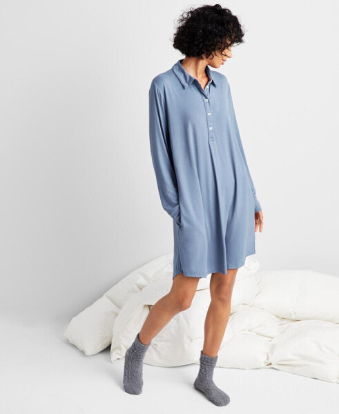 Women's Fluid-Knit Collared Sleepshirt XS-3X, Created for Macy's