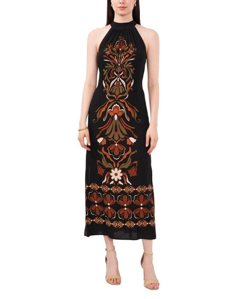 Women's Printed Halter Maxi Dress