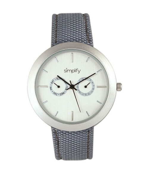Quartz The 6100 White Dial, Canvas-Overlaid Grey Polyurethane Strap Watch 43mm