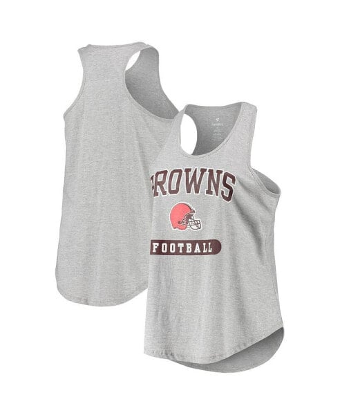 Women's Cleveland Browns Heathered Gray Plus Size Team Racerback Tank Top