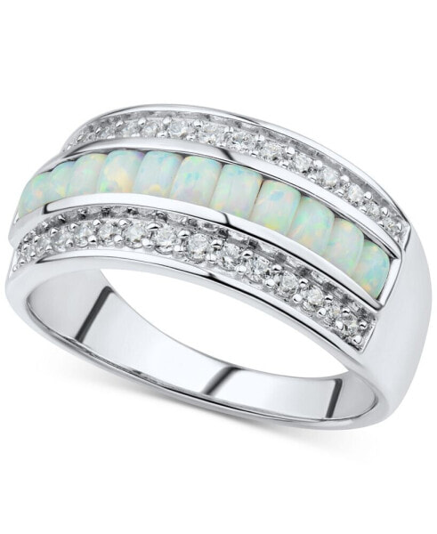 Кольцо Macy's Lab-Grown Opal & CZ in Silver