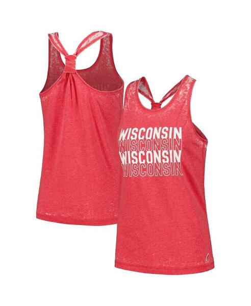 Women's Red Wisconsin Badgers Stacked Name Racerback Tank Top