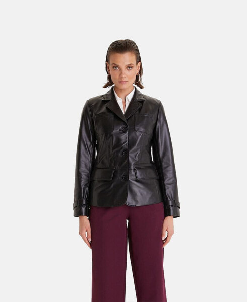 Women's Genuine Leather Jacket Safari Black