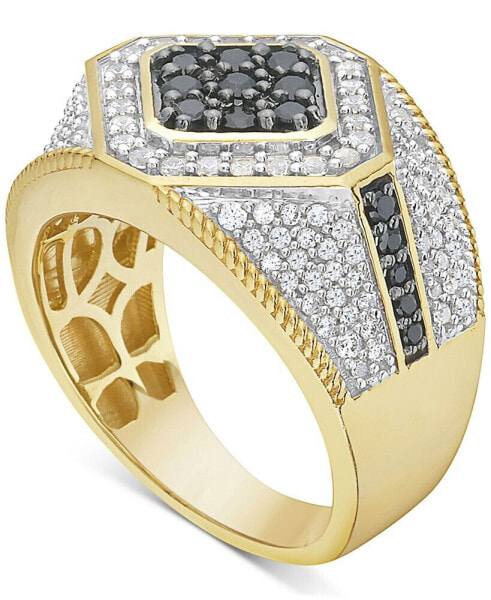 Men's Black & White Diamond Ring (1-1/2 ct. t.w.) in 10k Gold