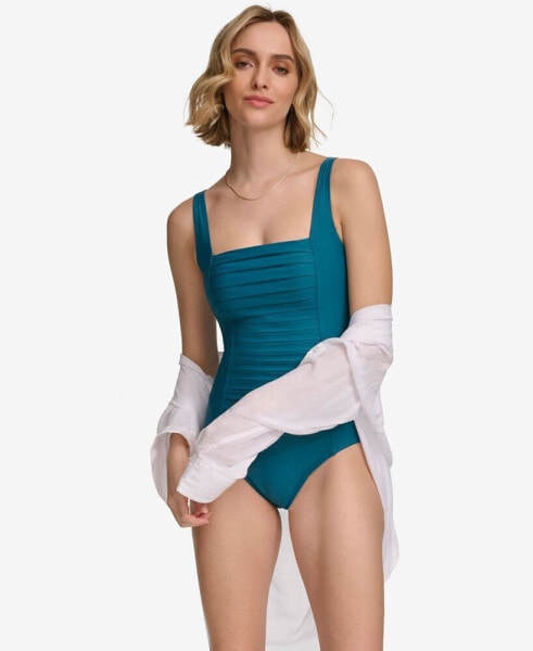 Pleated One-Piece Swimsuit,Created for Macy's