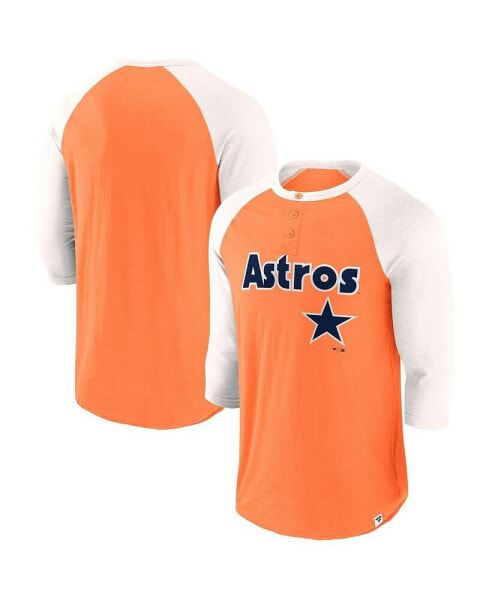 Men's Orange/Cream Houston Astros Historical Win 3/4-Sleeve Henley T-Shirt