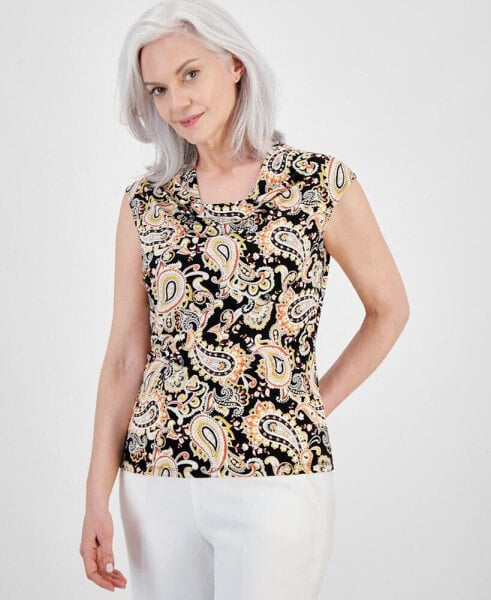 Women's Paisley-Print Cowlneck Blouse