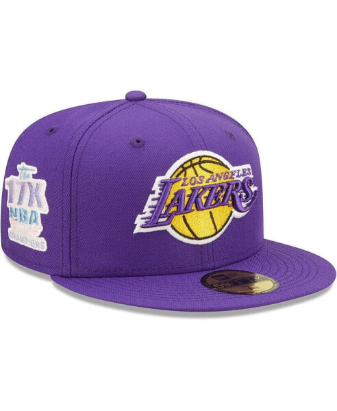 Men's Purple Los Angeles Lakers 17x NBA Finals Champions Pop Sweat 59FIFTY Fitted Hat