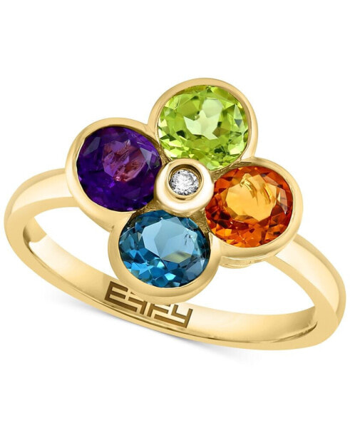 EFFY® Multi-Gemstone (2-1/6 ct. t.w.) & Diamond Accent Flower Ring in 14k Gold