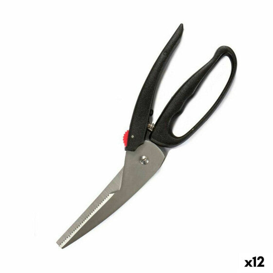 Ножницы Чёрный Сталь Пластик 24,5 x 2 x 7,5 cm (12 штук)