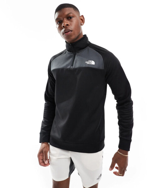 The North Face Training Reaxion 1/4 zip logo sweatshirt in black