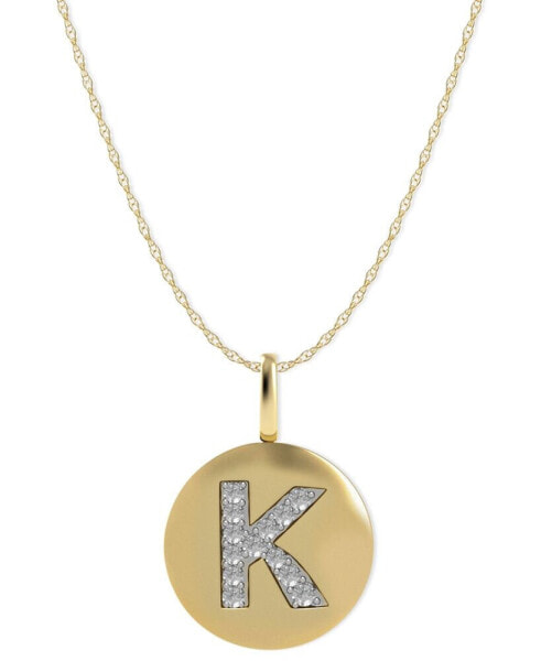 14k Gold Necklace, Diamond Accent Letter K Disk Pendant