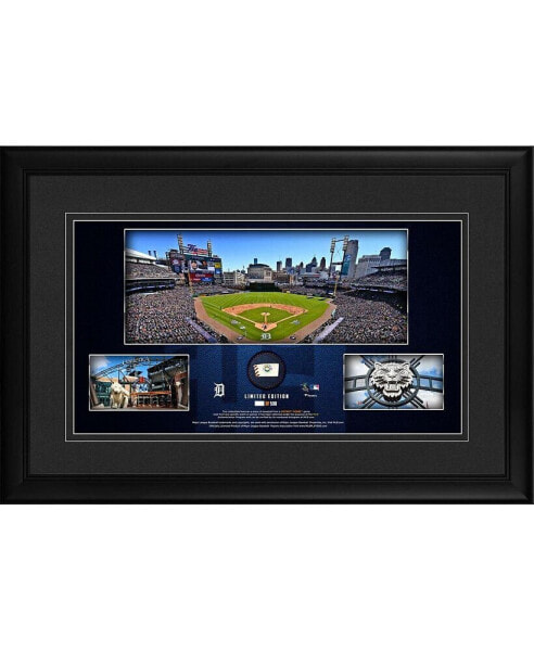 Detroit Tigers Framed 10" x 18" Stadium Panoramic Collage with a Piece of Game-Used Baseball - Limited Edition of 500