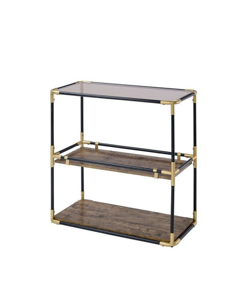 Heleris Console Table in Black/Gold & Smoky Glass