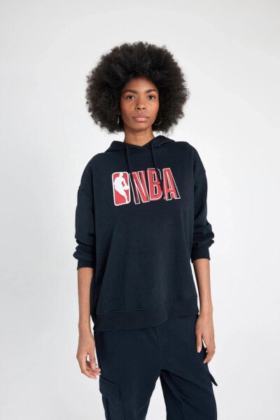 Nba Wordmark Oversize Fit Kapüşonlu Kalın Sweatshirt B3927ax24sp