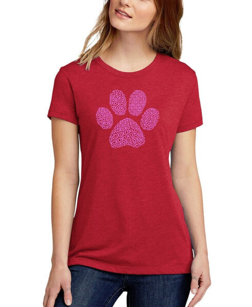 Women's Premium Blend XOXO Dog Paw Word Art T-shirt