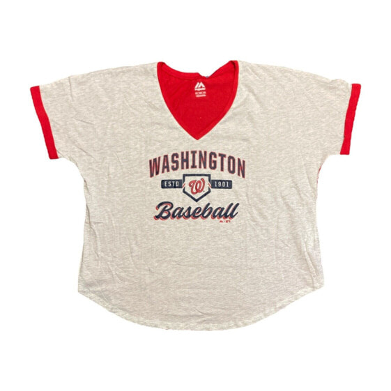 Genuine Merchandise Majestic Women's Short Sleeve Washington Baseball V Neck