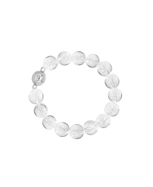 Frostnova Azeztulite Large Clear Phantom Crystal Sphere Bracelet-14mm