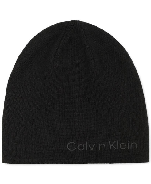 Шапка мужская Calvin Klein с двойной стороны Tweed Logo 2-In-1