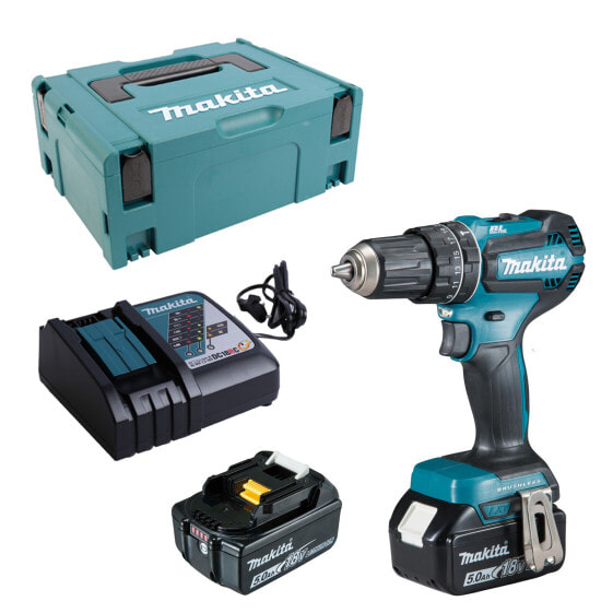 Makita Akku-Schlagbohrschrauber 18V DHP485RTJ + 2x 5,0 Ah Akku + Lader im MAKPAC