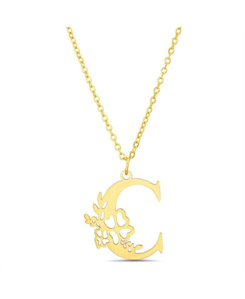 Floral Cut Out Initial Letter Pendant Necklace