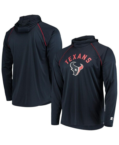 Men's Navy Houston Texans Raglan Long Sleeve Hoodie T-shirt