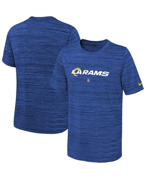 Big Boys Royal Los Angeles Rams Sideline Velocity Performance T-shirt