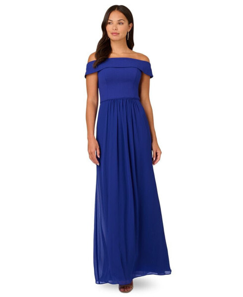 Off-The-Shoulder Chiffon Gown