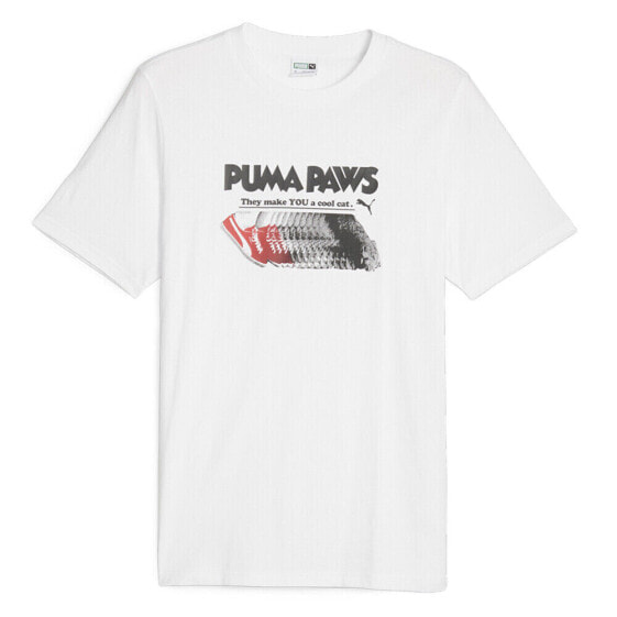 Puma Graphics Paws Archive Crew Neck Short Sleeve T-Shirt Mens White Casual Tops