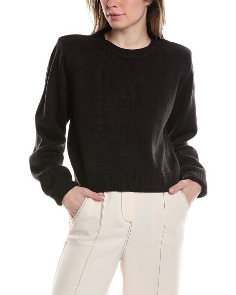 Weworewhat Shoulder Pad Cropped Sweater Women's Black M