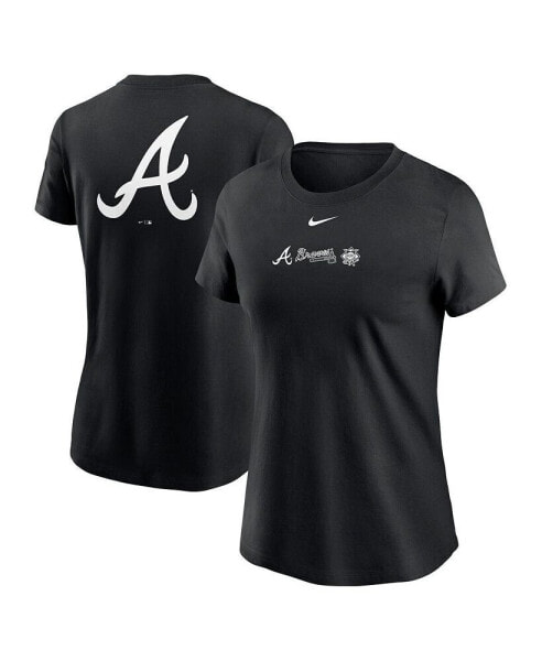 Women's Black Atlanta Braves Over Shoulder T-shirt