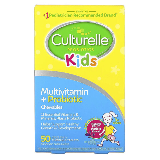 Kids, Multivitamin + Probiotic Chewables, 3+ Years, Natural Fruit Punch, 50 Chewable Tablets