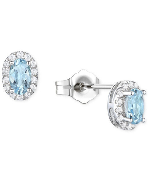 Серьги Macy's Santa Maria Aquamarine & Diamond Halo Stud