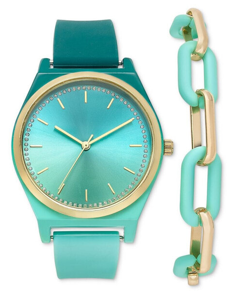 Women's Silicone Strap Watch 38mm Set, Created for Macy's