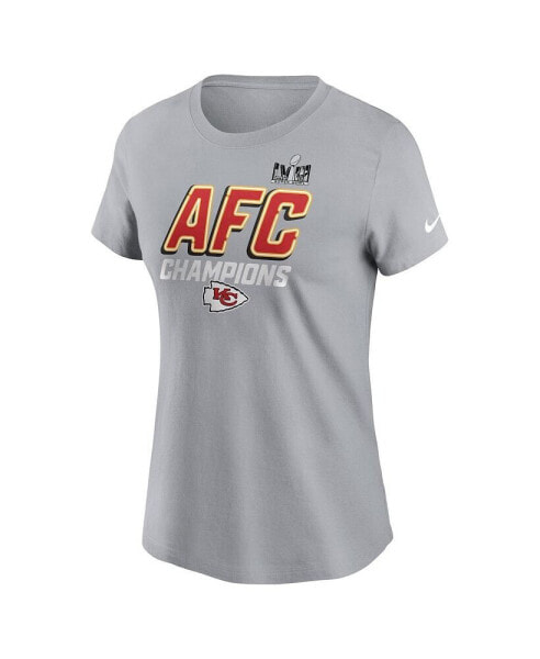 Women's Gray Kansas City Chiefs 2023 AFC Champions Iconic T-shirt