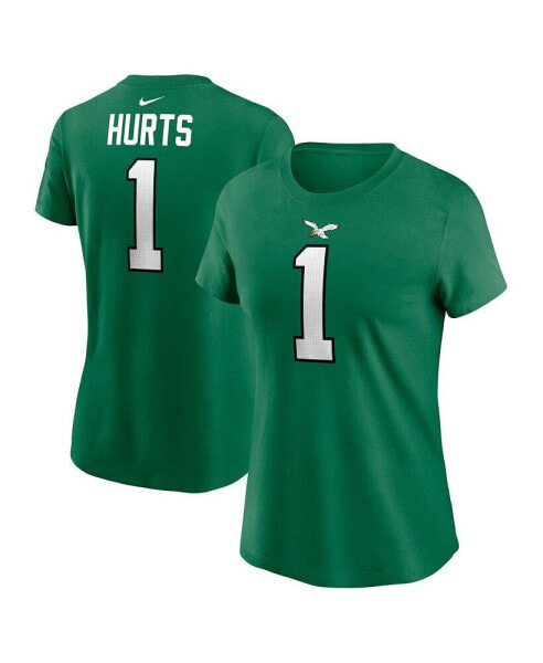Women's Jalen Hurts Kelly Green Philadelphia Eagles Player Name and Number T-shirt