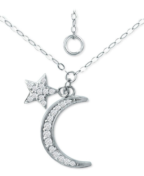 Cubic Zirconia Moon & Star Pendant Necklace, 16" + 2" extender, Created for Macy's