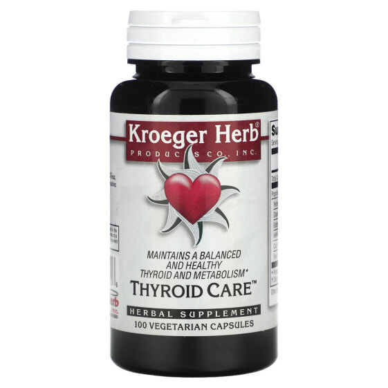 Витамины для щитовидной железы Kroeger Herb Co, 100 вегетарианских капсул