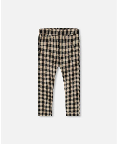 Big Girls Treggings Plaid Black And Beige