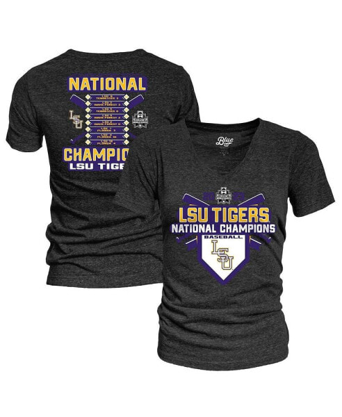 Women's Black LSU Tigers 2023 NCAA Men's Baseball College World Series Champions Schedule V-Neck Tri-Blend T-shirt