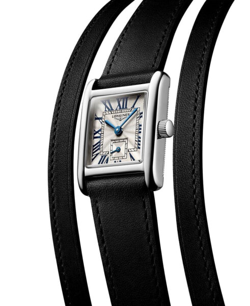 Women's Swiss Mini Dolcevita Black Three-Row Leather Strap Watch 29mm