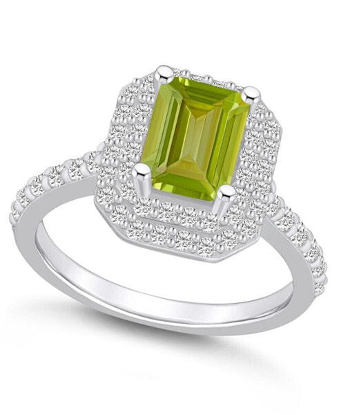 Кольцо Macy's Peridot and Diamond Halo